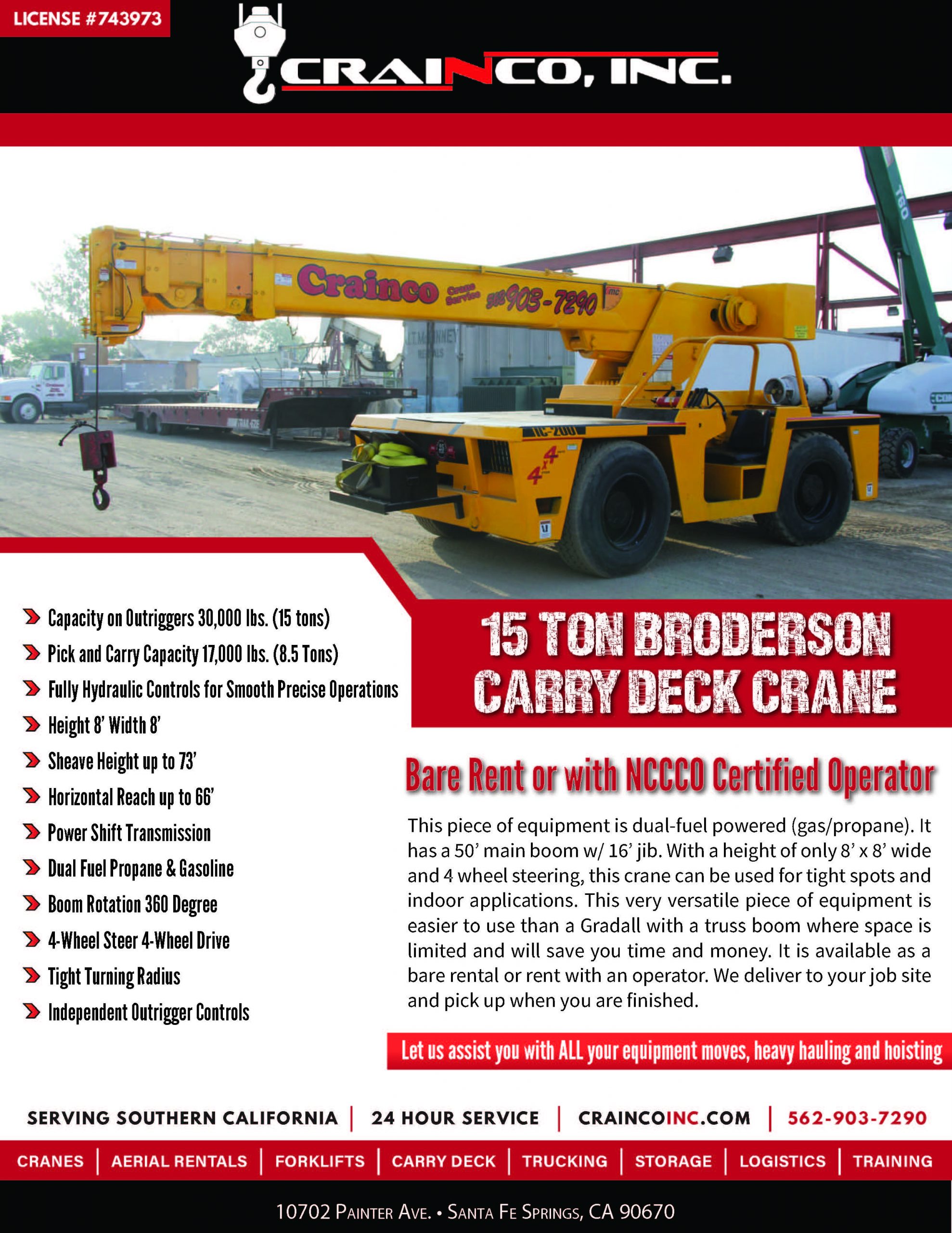 Broderson Carry Deck Crane Line Card