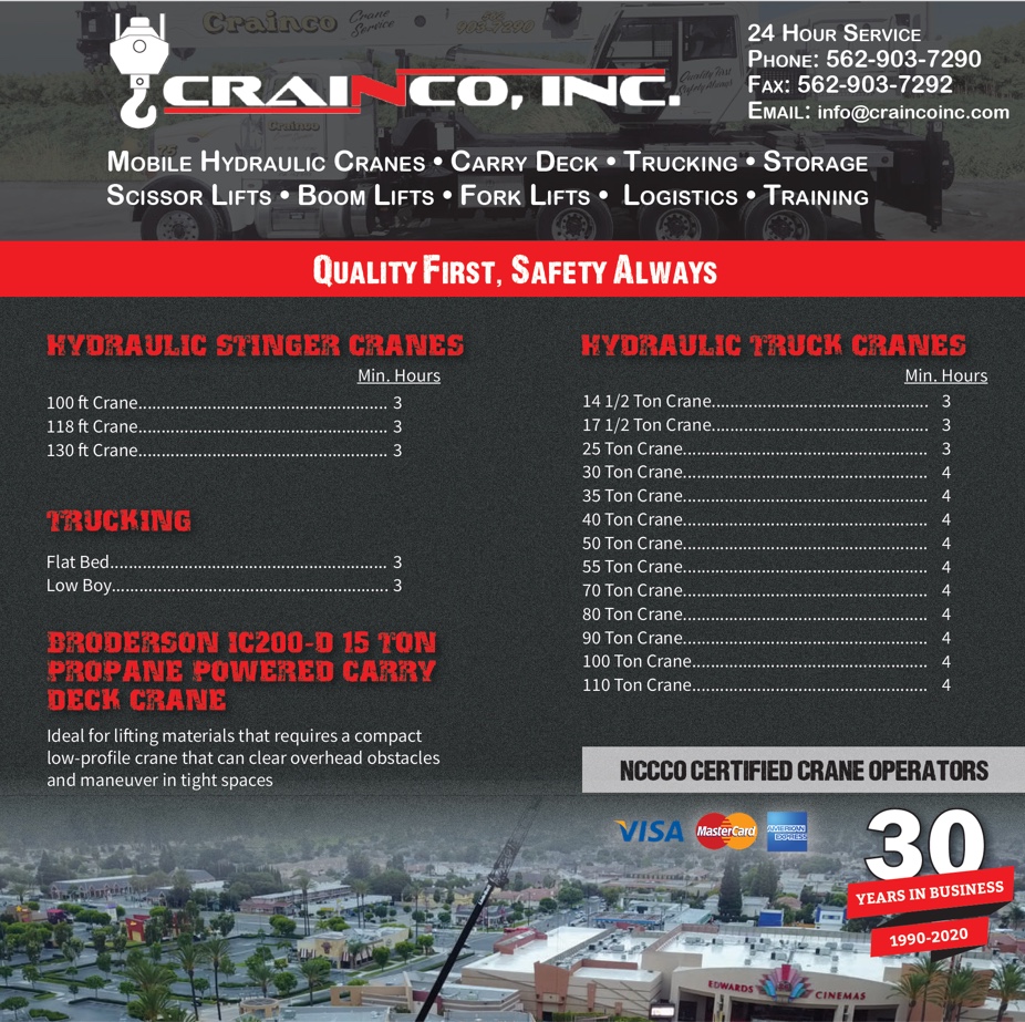 Hydraulic Broderson Line Card - Crainco